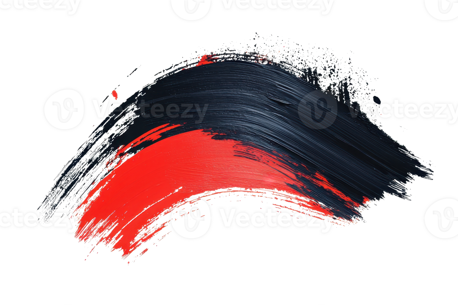 A bold abstract brush stroke with vivid red and black paint. Perfect for creative backgrounds and artistic design projects. png