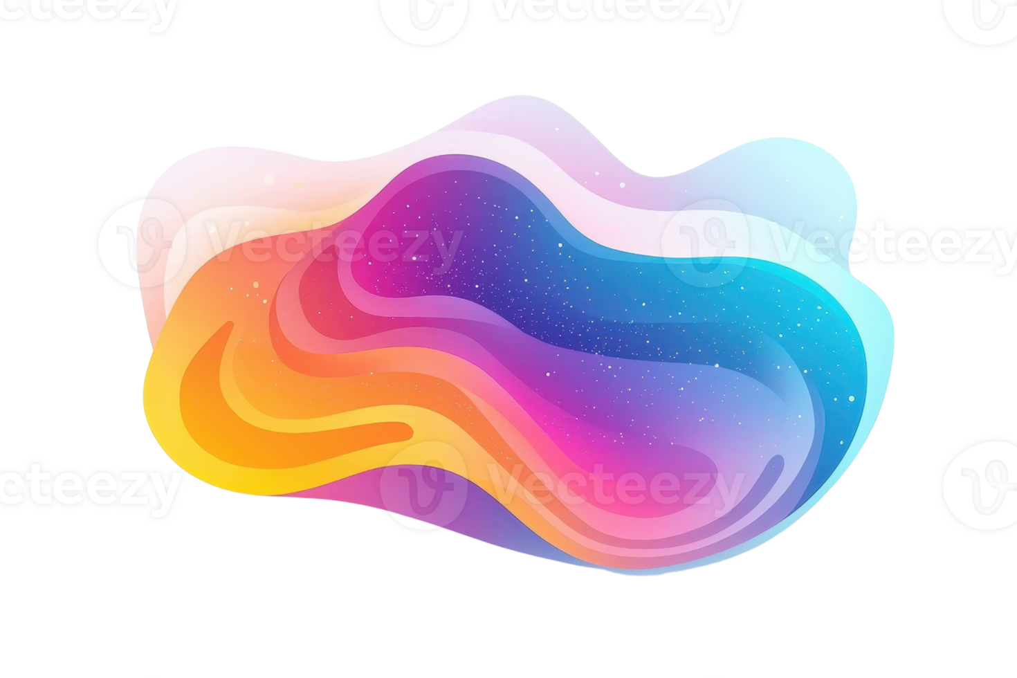 A vibrant, abstract blob featuring smooth gradients of pink, blue, and orange, creating a fluid visual effect. png