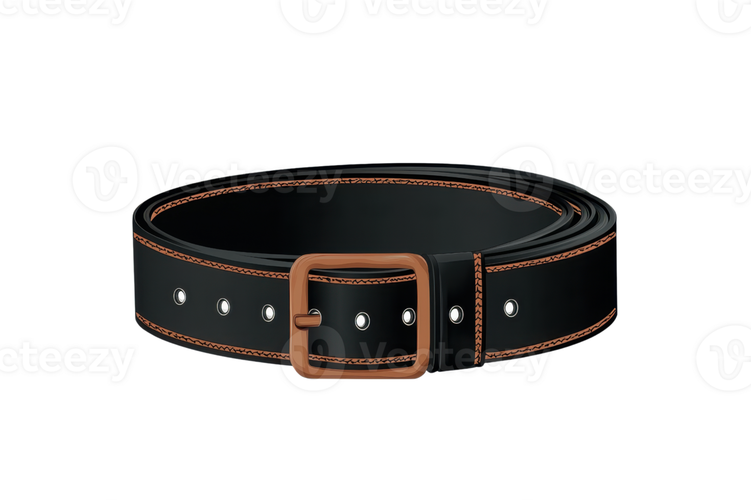 A sleek black leather belt with a stylish brown buckle, highlighting craftsmanship and elegance. Perfect for casual and formal wear. png