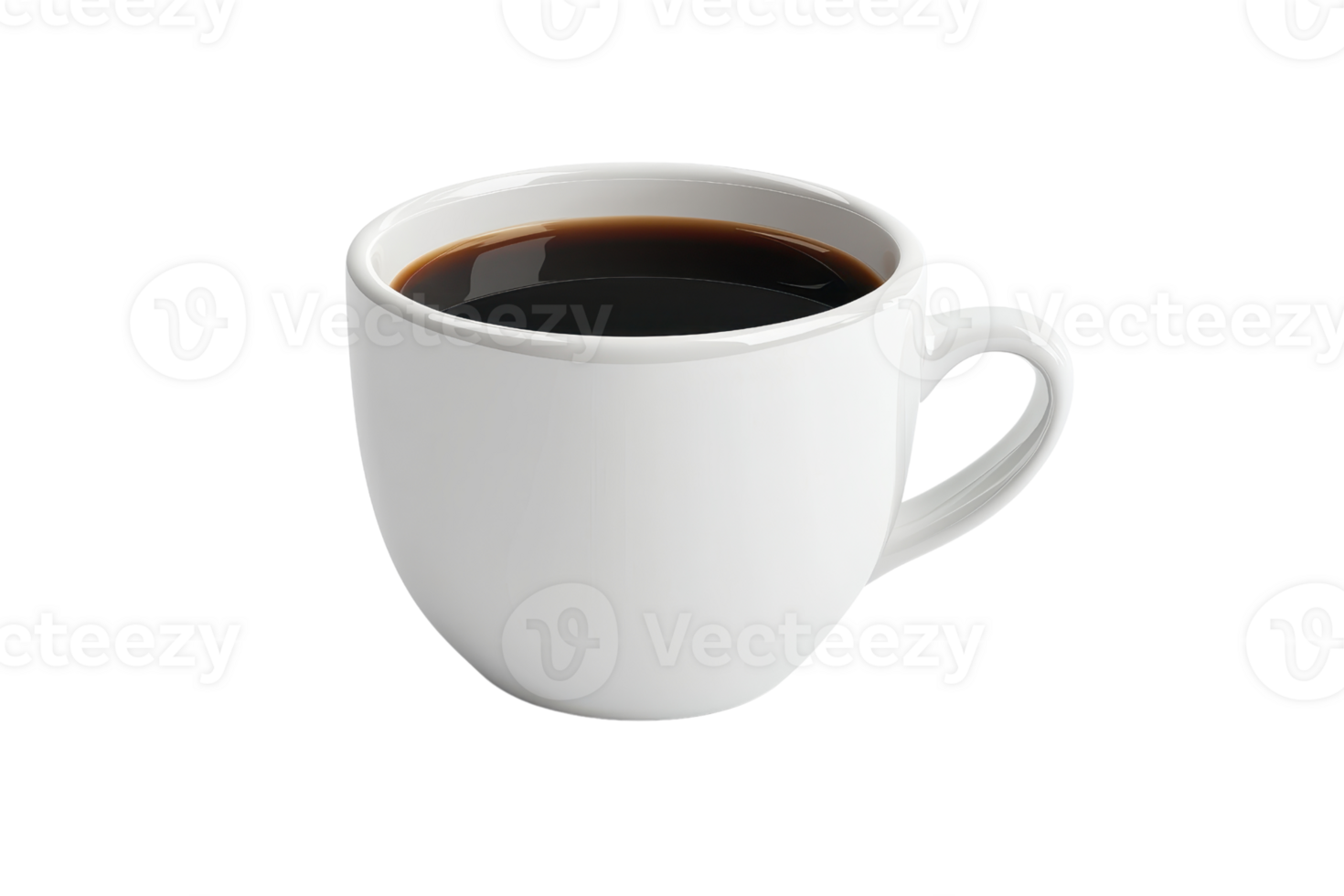 A steaming cup of fresh black coffee in a simple white mug, perfect for coffee lovers. Isolated on a transparent background. for easy use. png