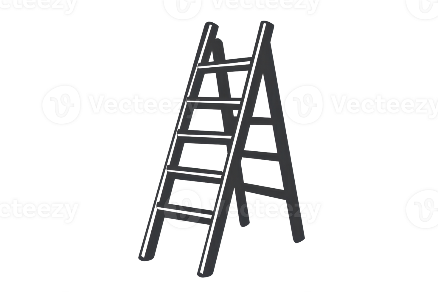 A sturdy metal ladder isolated on a transparent background. perfect for representing construction, safety, and elevation concepts. png