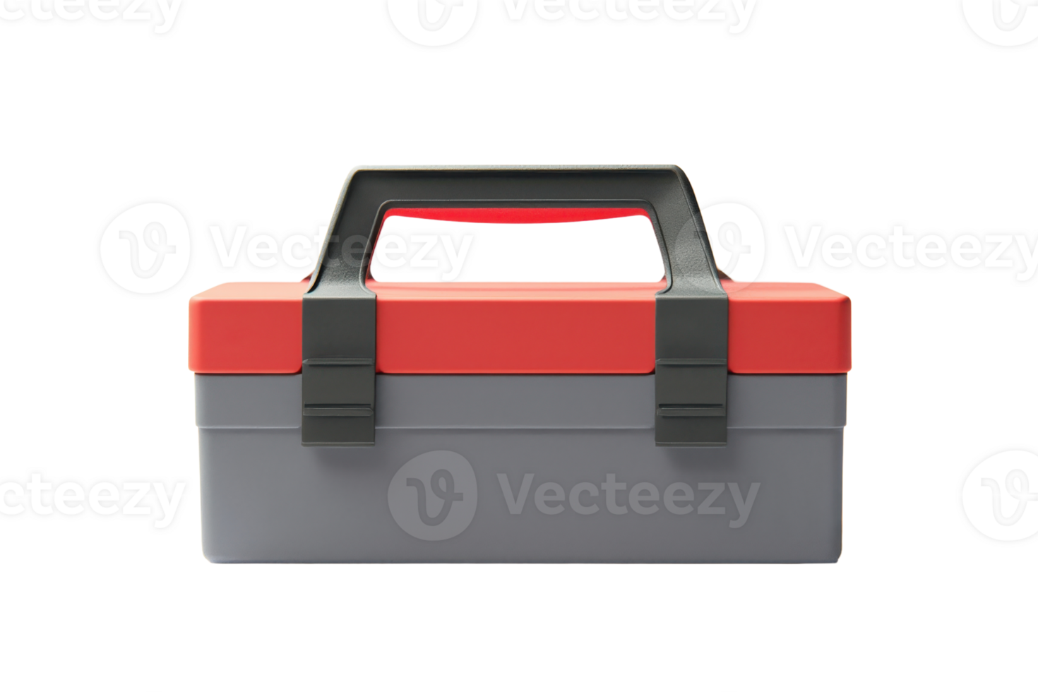 A sturdy red and gray toolbox with a black handle, perfect for organizing and storing tools for home and professional use. png