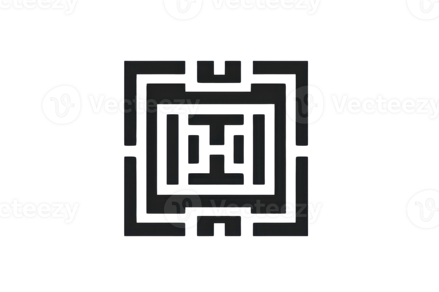 Abstract black geometric logo on transparent background. featuring a symmetrical design for modern branding and artistic purposes. png