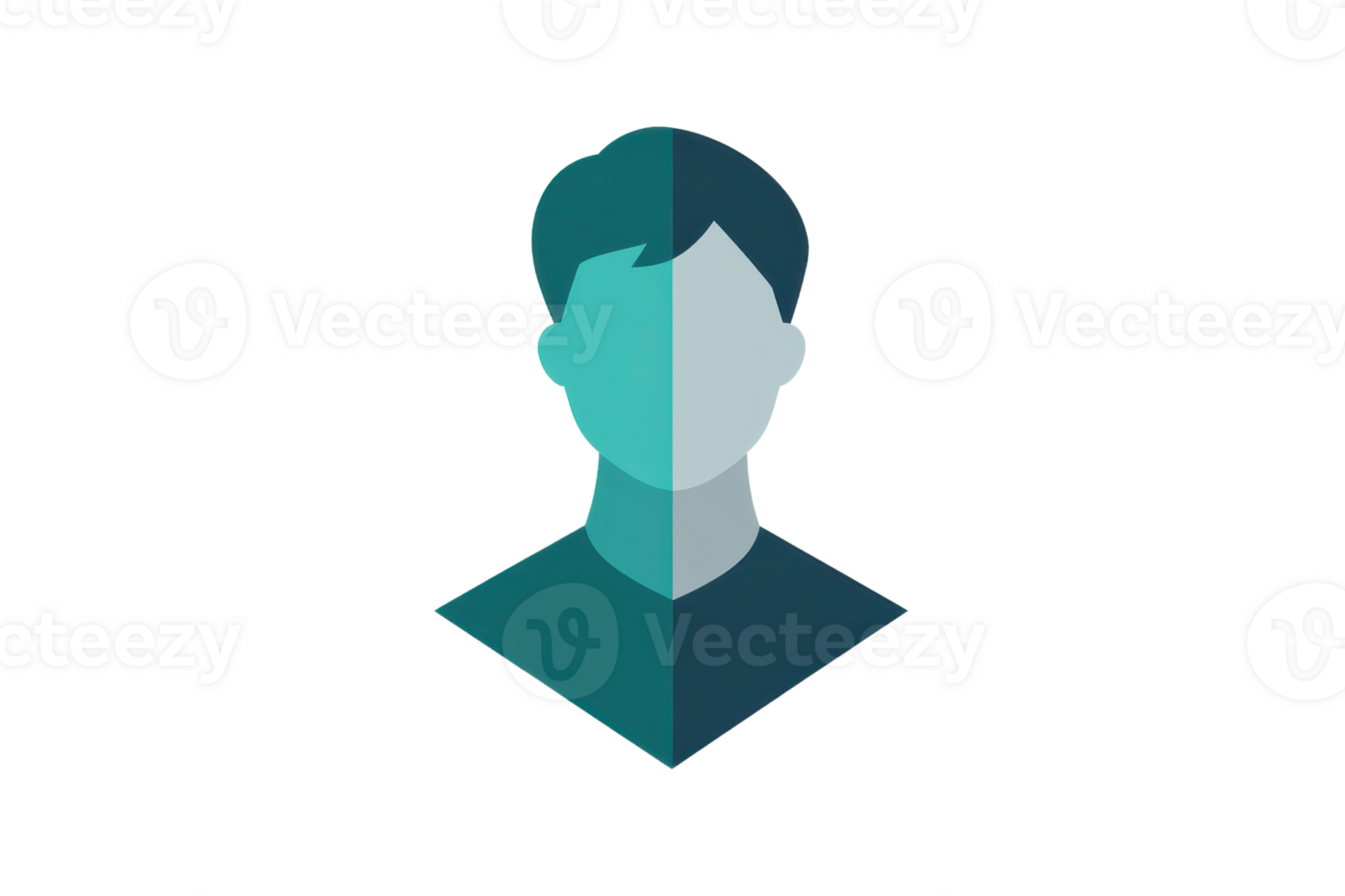 Abstract blue geometric human silhouette icon, representing anonymity and digital profile, isolated on a transparent background. png