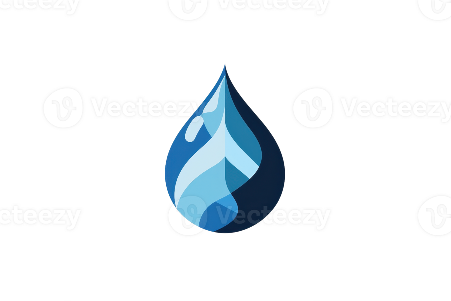 Abstract blue water droplet with geometric shapes, symbolizing purity, freshness, and nature. Perfect for eco-friendly and water-related designs. png