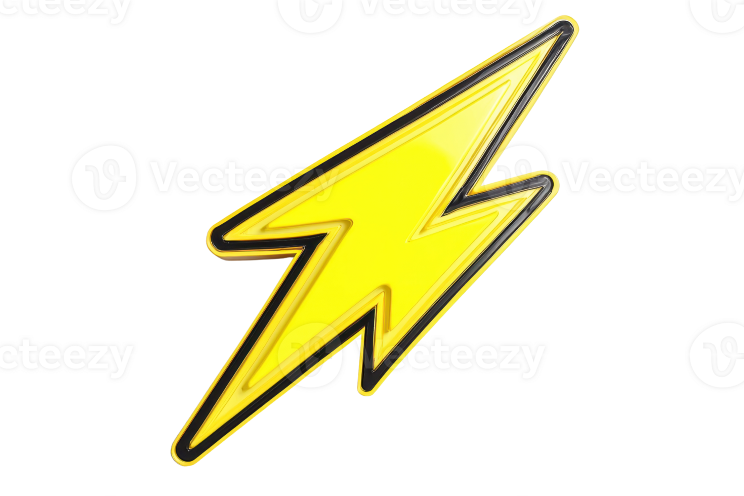 A vibrant yellow lightning bolt icon, symbolizing energy, power, and speed. Perfect for design, technology, and creative projects. png