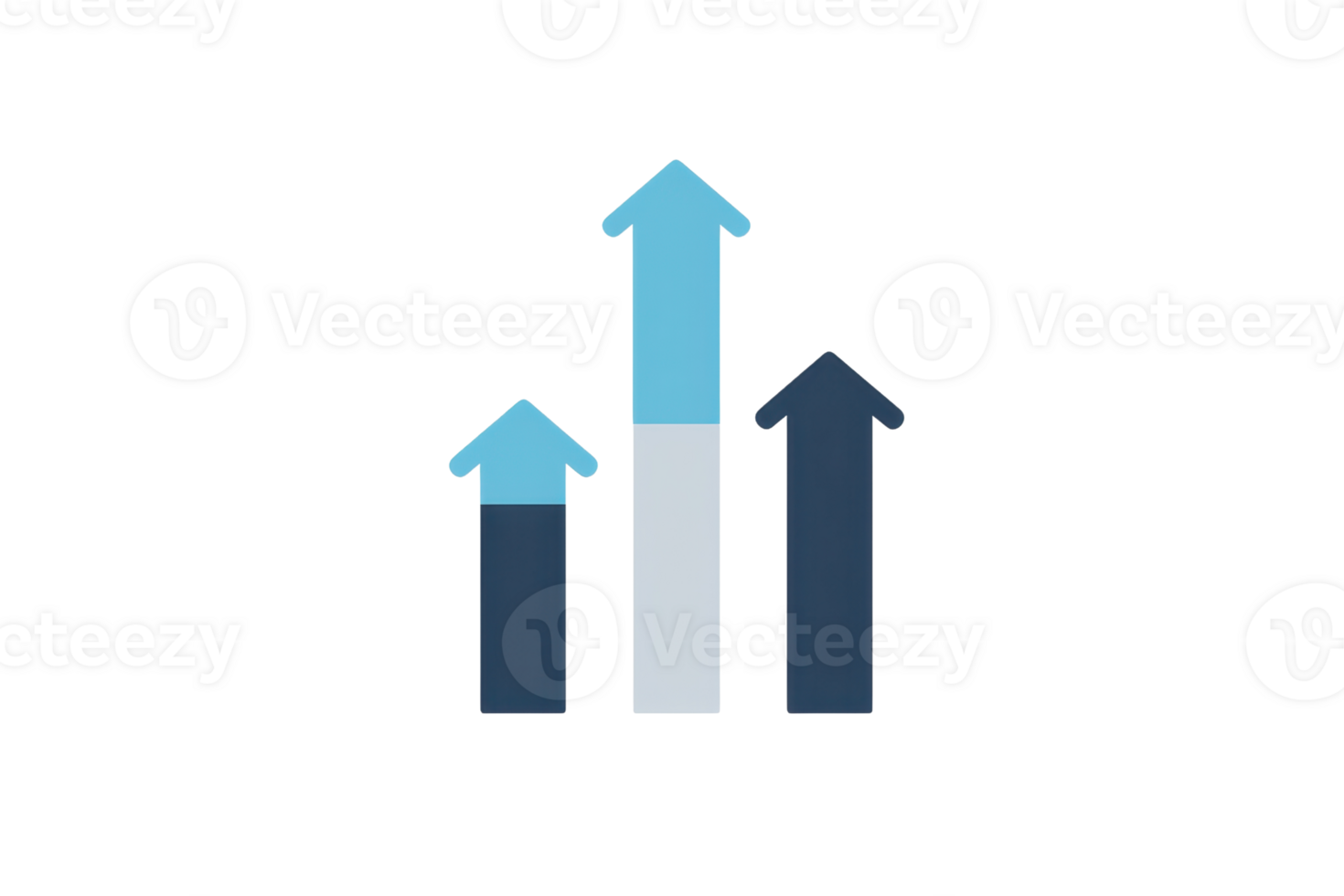 Abstract graphic of three upward arrows symbolizing growth, progress, and success. Perfect for business and financial contexts. png