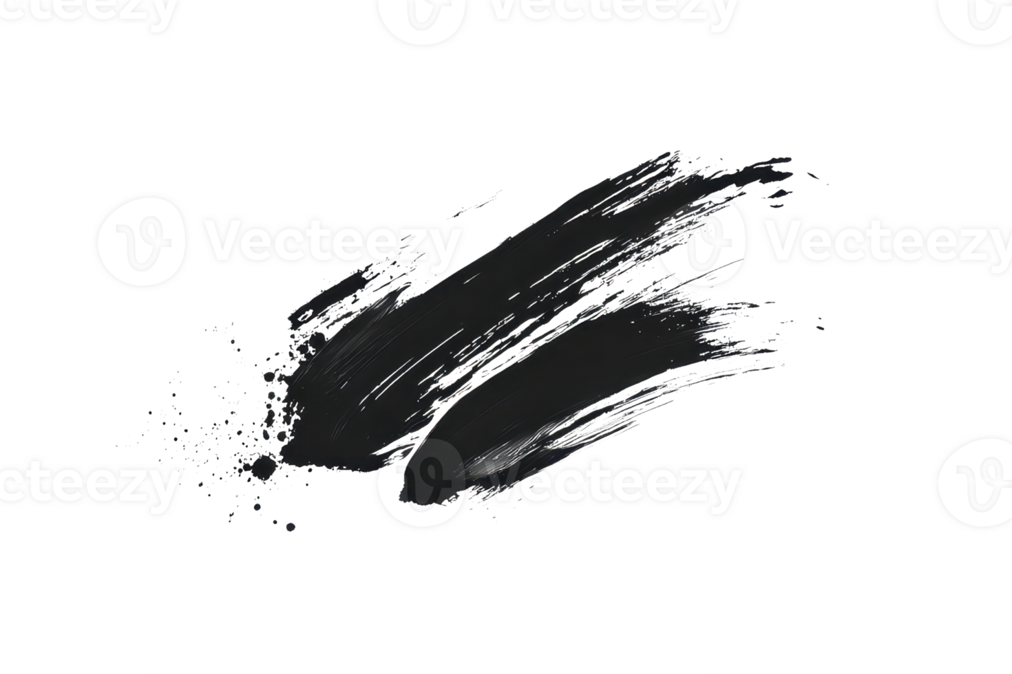 Abstract black brush strokes on a transparent background, ideal for artistic design and creative projects. High-resolution image. png