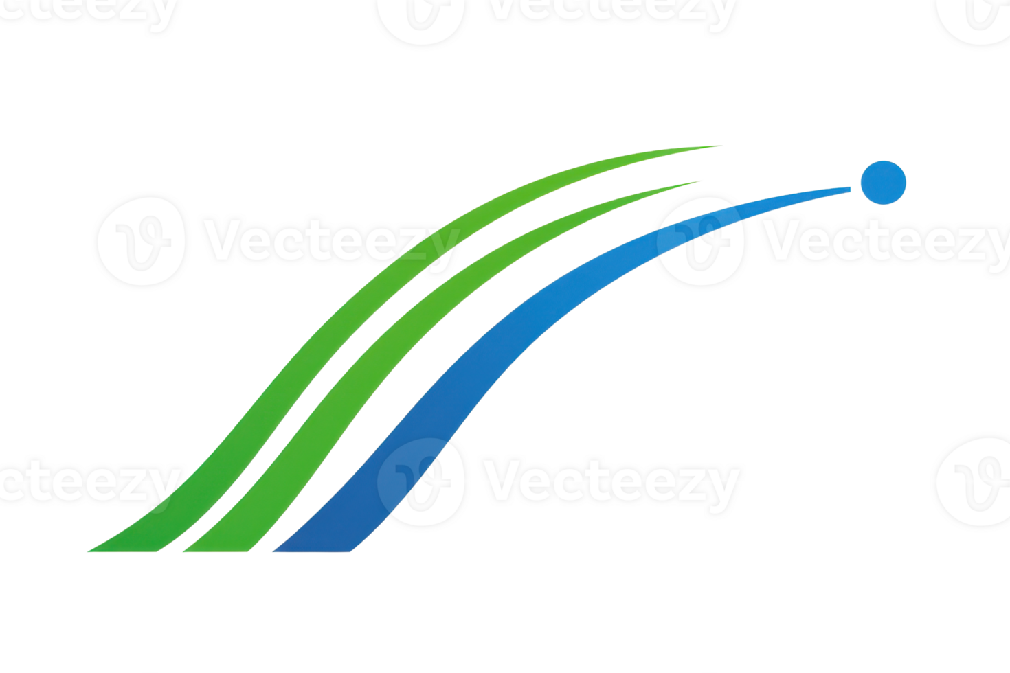 Abstract logo design with green and blue curved lines and a circular element. Perfect for business branding and modern visuals. png