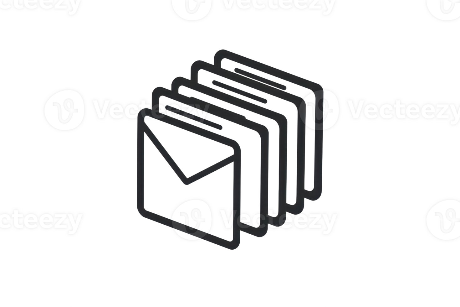 Abstract representation of digital communication with an email envelope icon stacked multiple times, symbolizing information exchange. png
