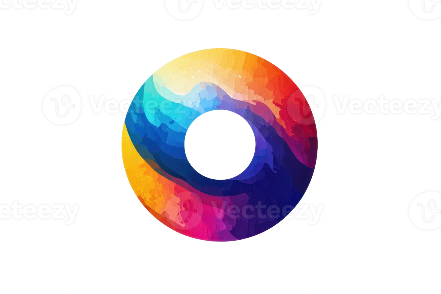Abstract colorful circular design blending vibrant hues of blue, red, and orange, creating a visually striking modern art piece. png