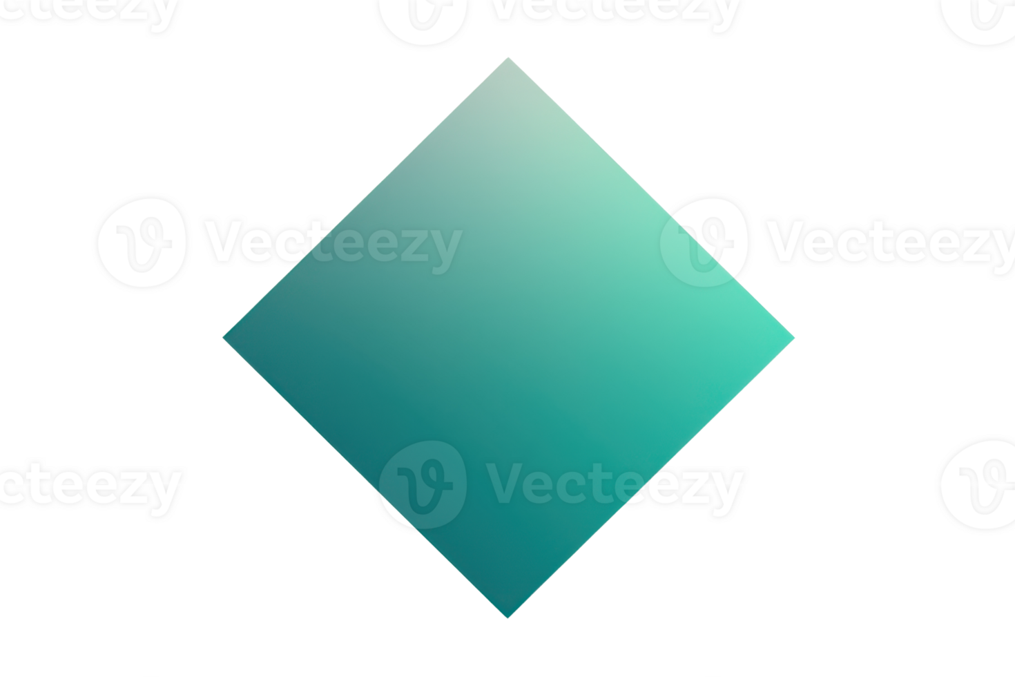 Abstract gradient diamond shape with a smooth teal color transition on a transparent background. perfect for modern design concepts. png