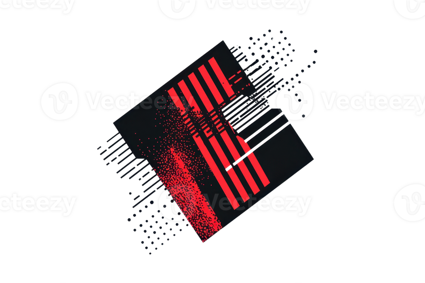 Abstract digital glitch with red and black stripes, modern geometric design, tech art concept for innovation and technology. png