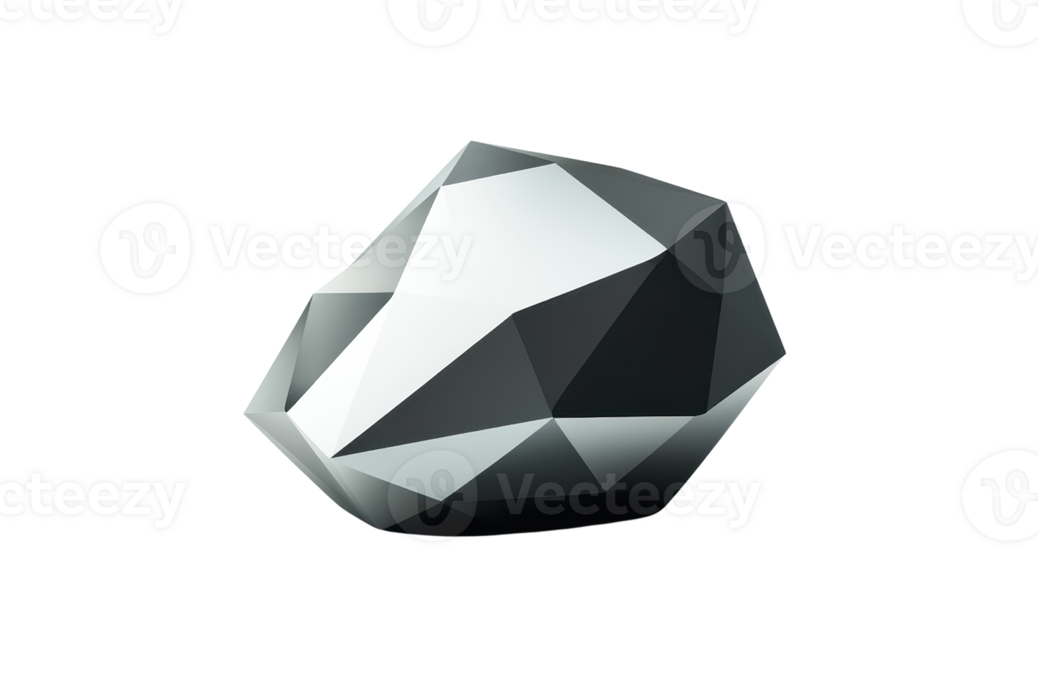 Abstract low-poly geometric shape in monochrome tones showcasing a modern, artistic design perfect for digital backgrounds. png