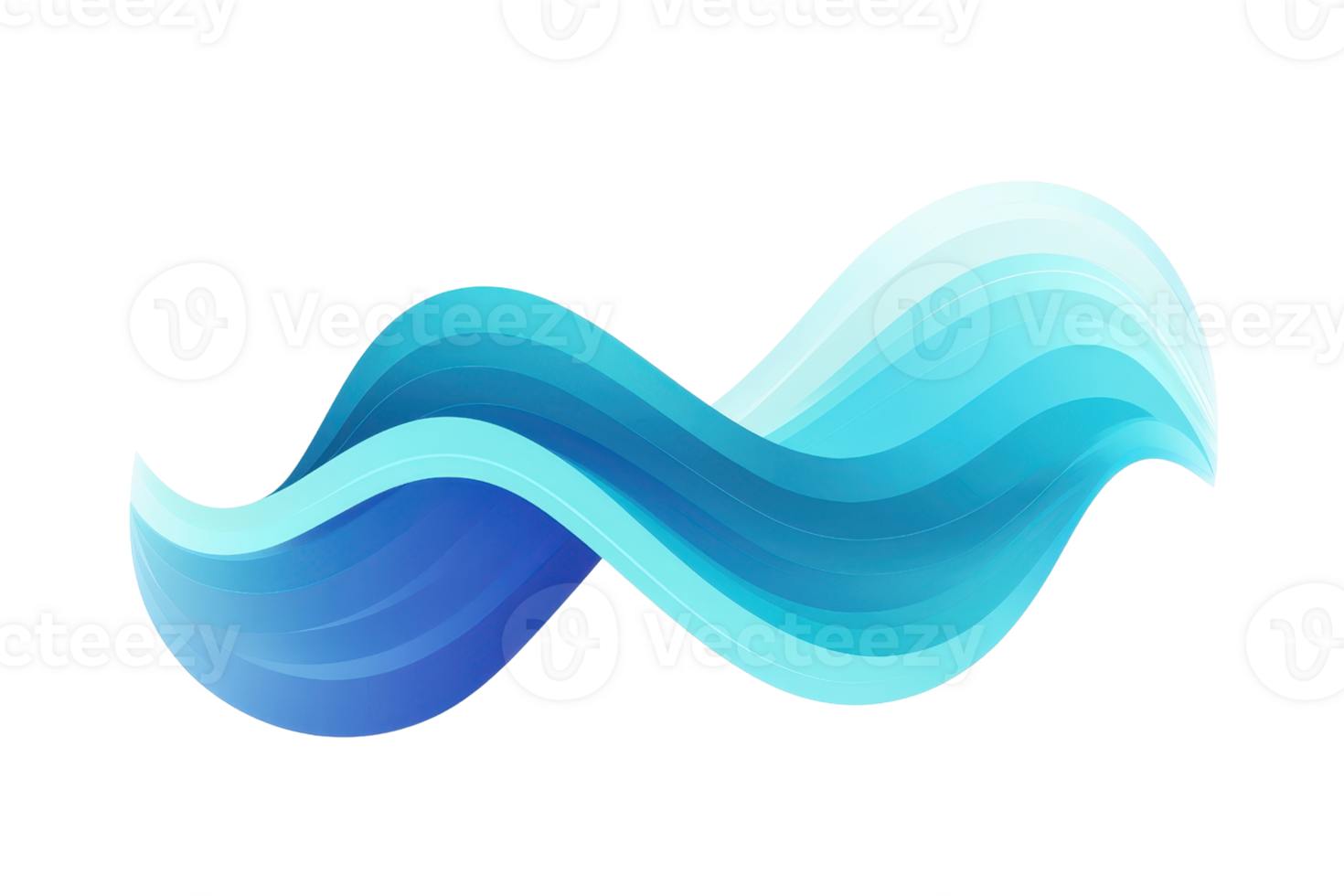 Abstract blue wave design element, ideal for creative backgrounds and projects, showcasing smooth curves and gradient color transitions. png