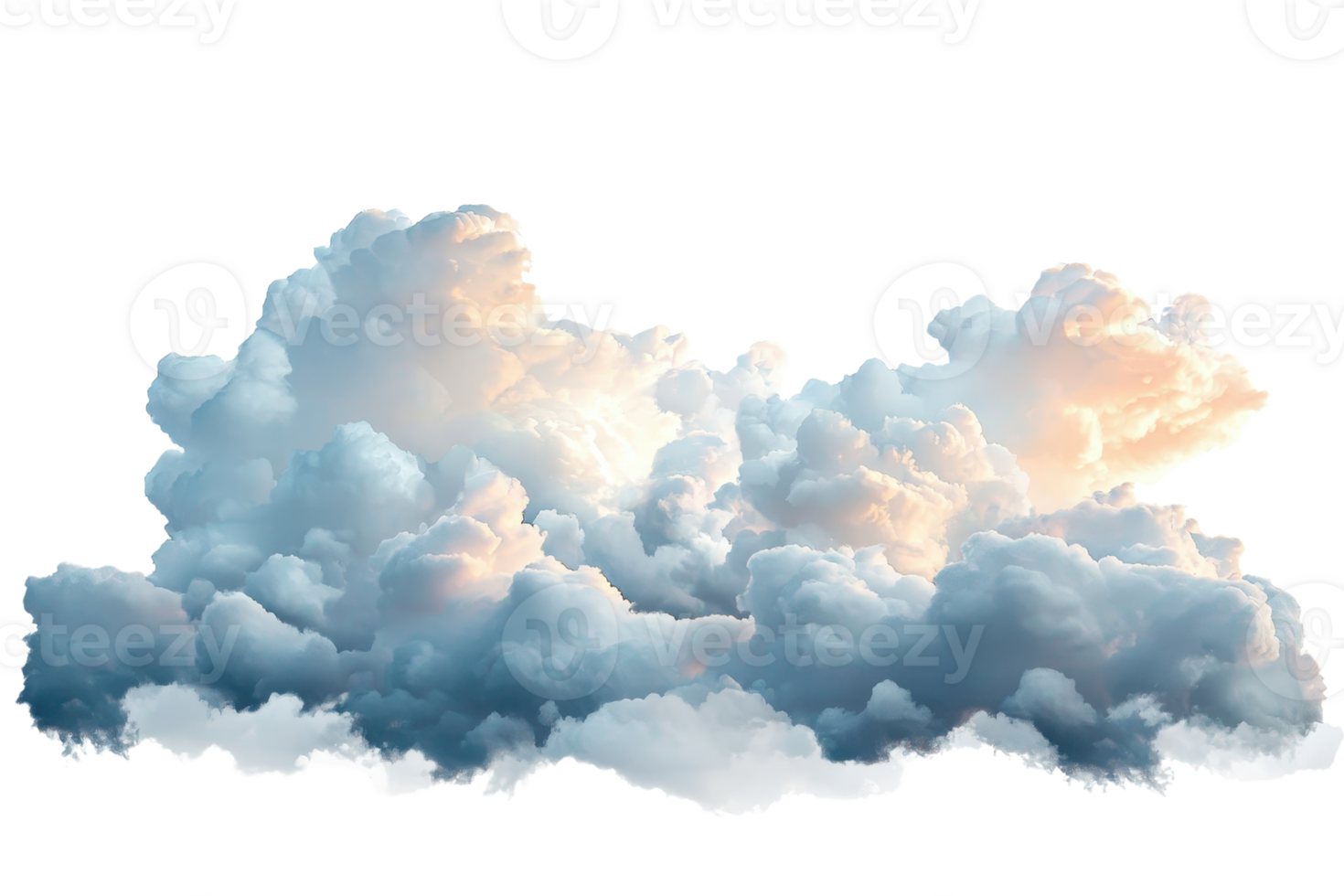 A stunning cumulus cloud formation illuminated by warm sunlight, showcasing nature's beauty and creating a sense of tranquility and awe. png