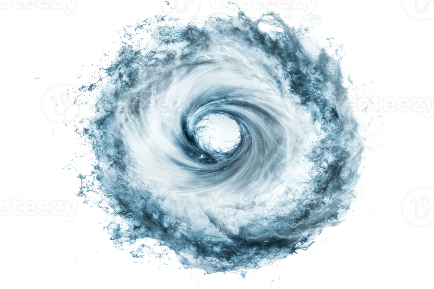 A mesmerizing digital illustration of a swirling vortex in shades of blue and white, depicting movement and energy in an abstract design. png