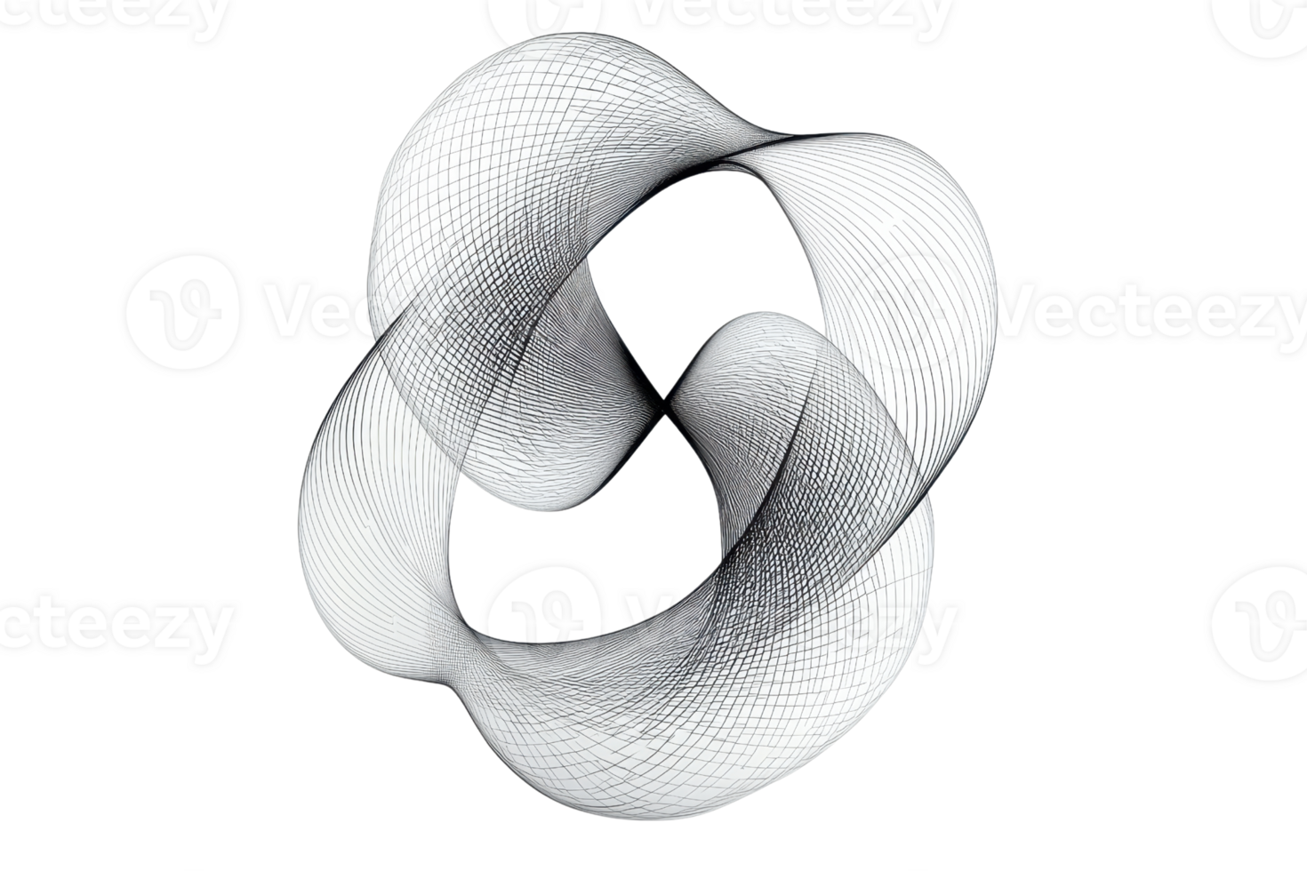 Abstract black and white geometric shape created with intricate lines on a transparent background. offering a modern and minimalist design. png