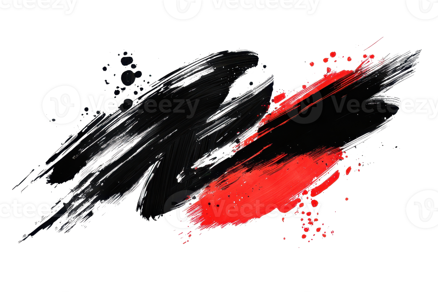 Abstract black and red brush strokes on transparent background. showcasing dynamic, bold artistic expression and creative energy in modern art. png