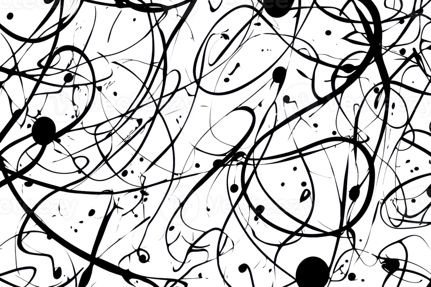 Abstract black with multicolored lines and shapes, creating a dynamic and vibrant artistic composition. png
