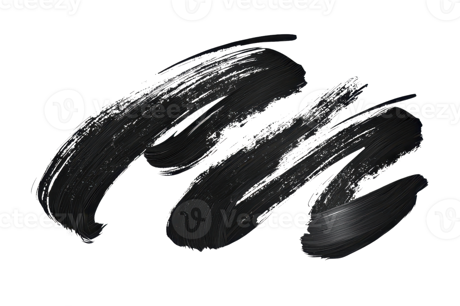 Abstract black brush strokes on transparent background. showcasing modern art and texture concepts in minimalistic design. png