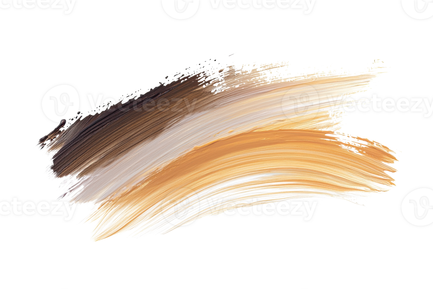 Abstract brush strokes in brown and beige tones on a transparent background. showcasing creativity and artistic expression for design projects. png