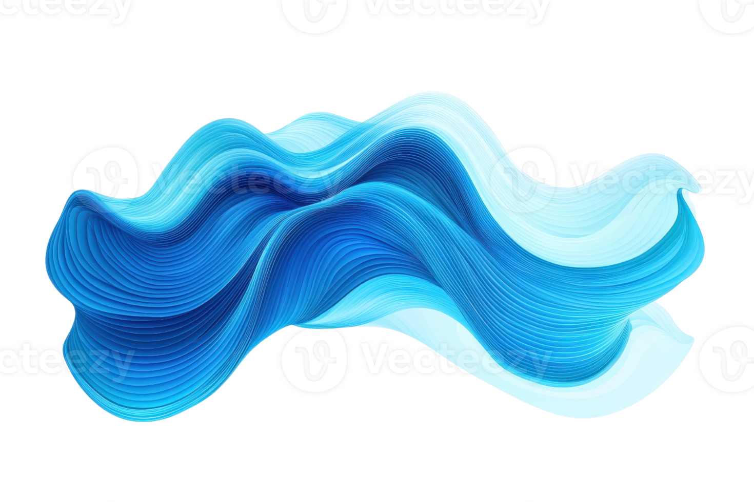 Abstract blue wave art with fluid motion on transparent background. depicting elegance and creativity. Perfect for modern design projects. png