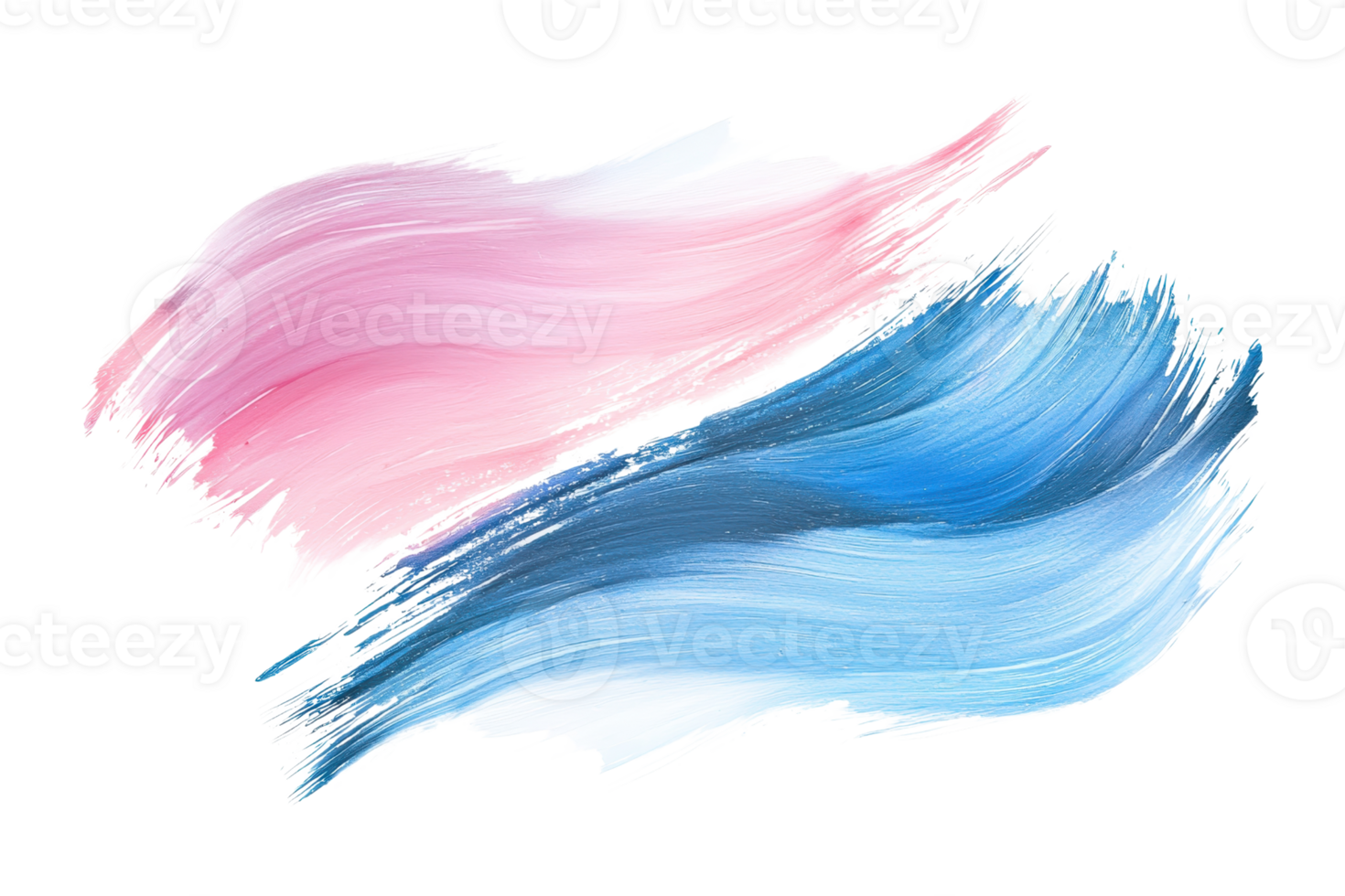 Abstract brush stroke composition featuring soft pastel pink and blue hues on a transparent background. ideal for creative design projects. png