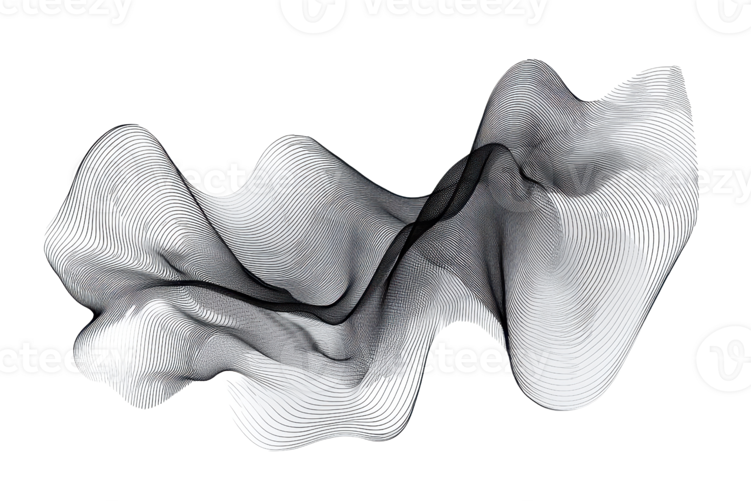 Abstract black and white smoke swirl on a transparent background. showcasing a dynamic flow and elegant curves in a minimal artistic style. png