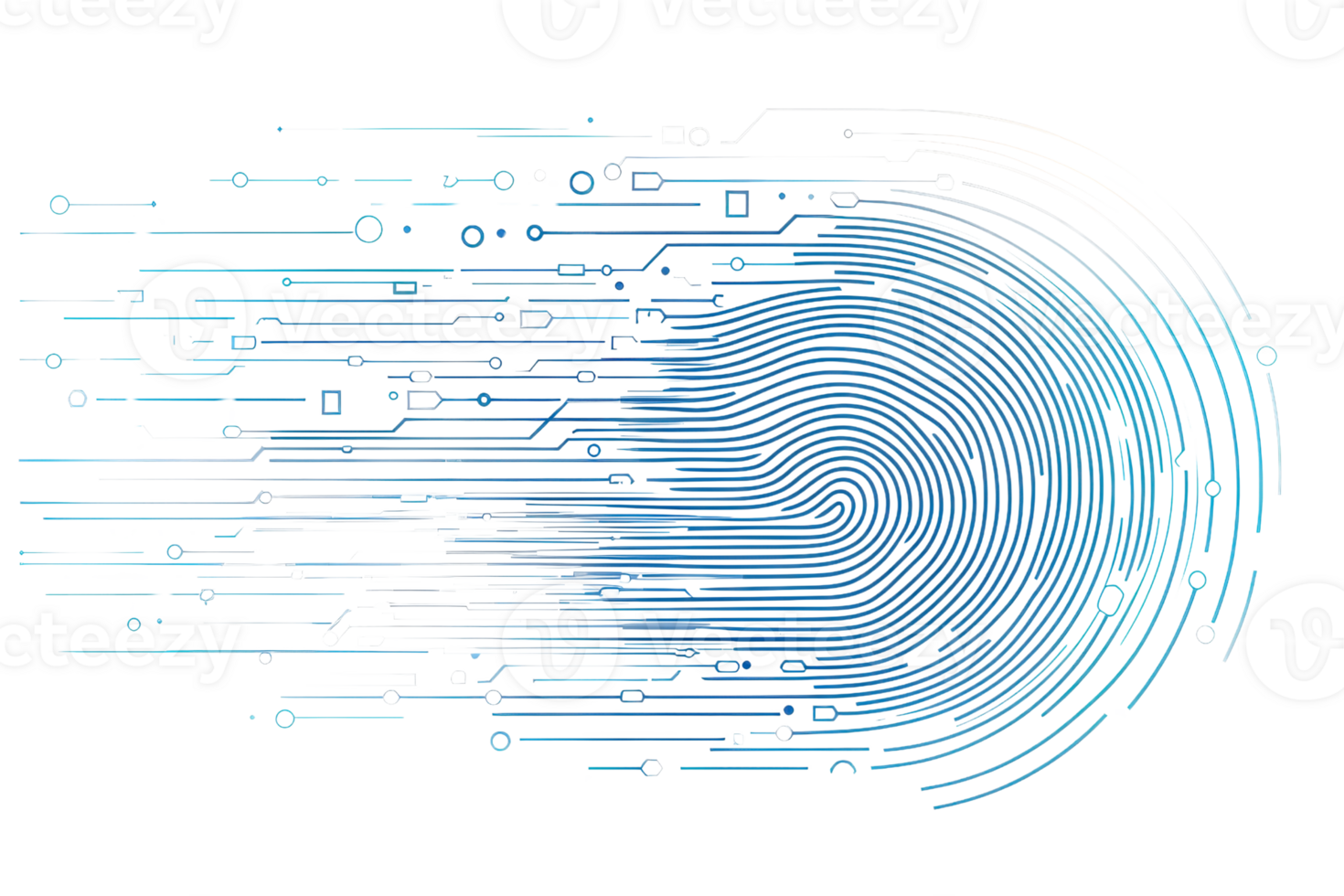 Abstract digital swirl composed of blue lines and binary code elements, symbolizing technology, data flow, and connectivity in a dynamic design. png