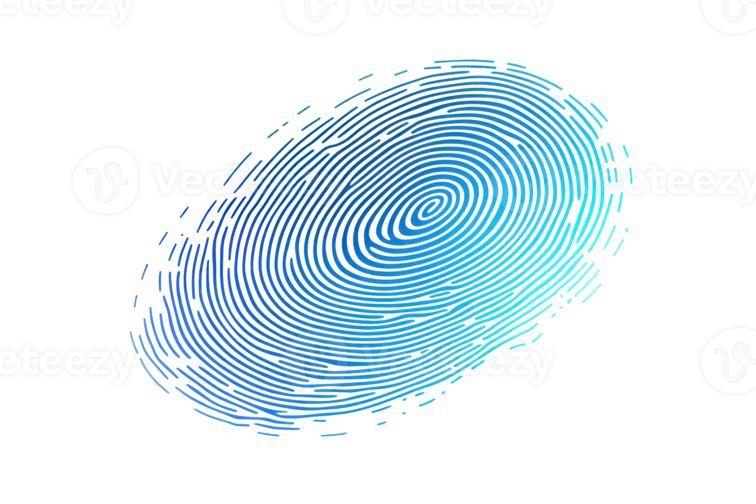 Abstract digital fingerprint with blue and turquoise lines. Represents security, identity, and technology concepts. png
