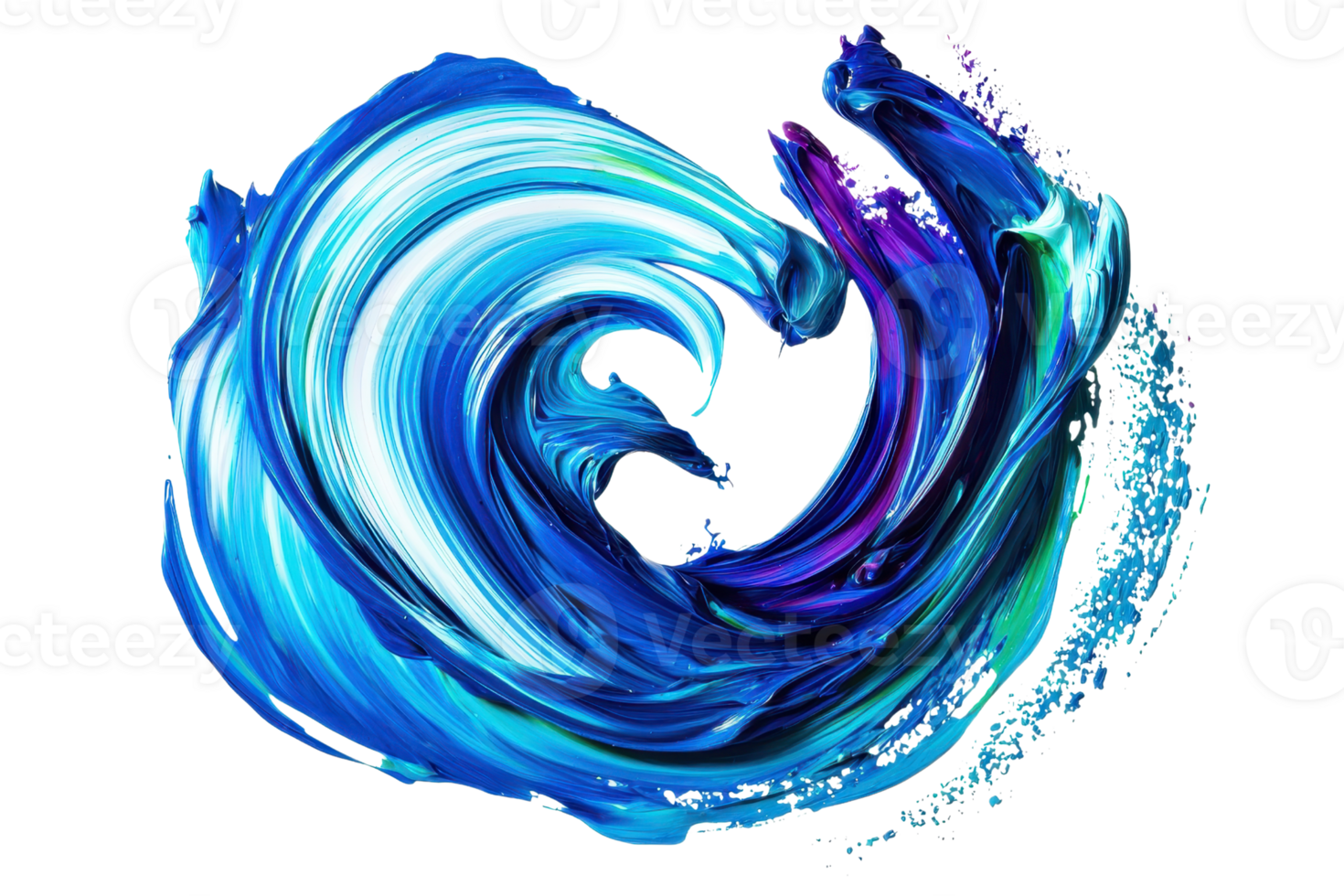 Abstract digital artwork of swirling blue and teal waves forming a dynamic and fluid motion, capturing the essence of oceanic energy. png