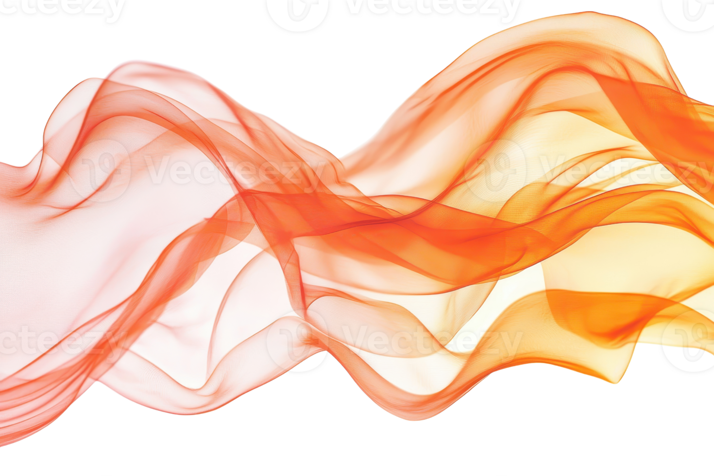 Abstract flowing orange waves on a transparent background. creating a dynamic and vibrant visual effect. png