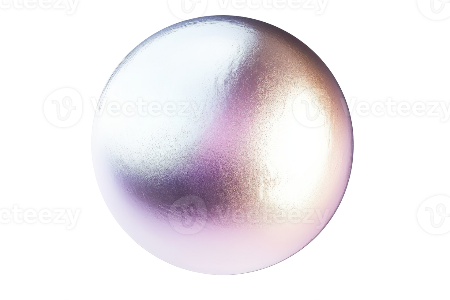 Abstract iridescent sphere with soft gradients of purple and white, reflecting light and creating a tranquil and futuristic ambiance. png