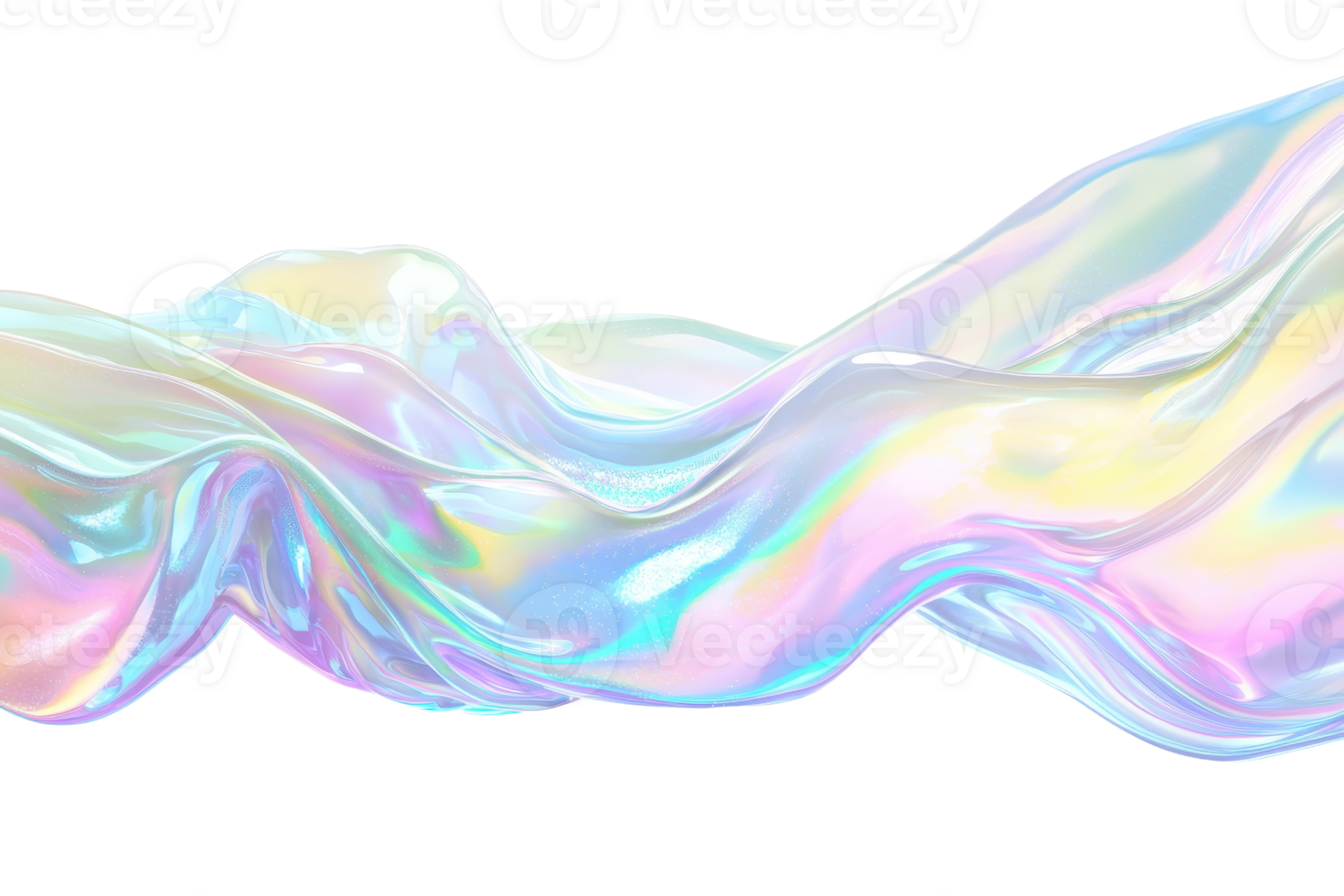 Abstract iridescent wave on transparent background. showcasing fluid movement and pastel colors. Ideal for modern design and creative projects. png