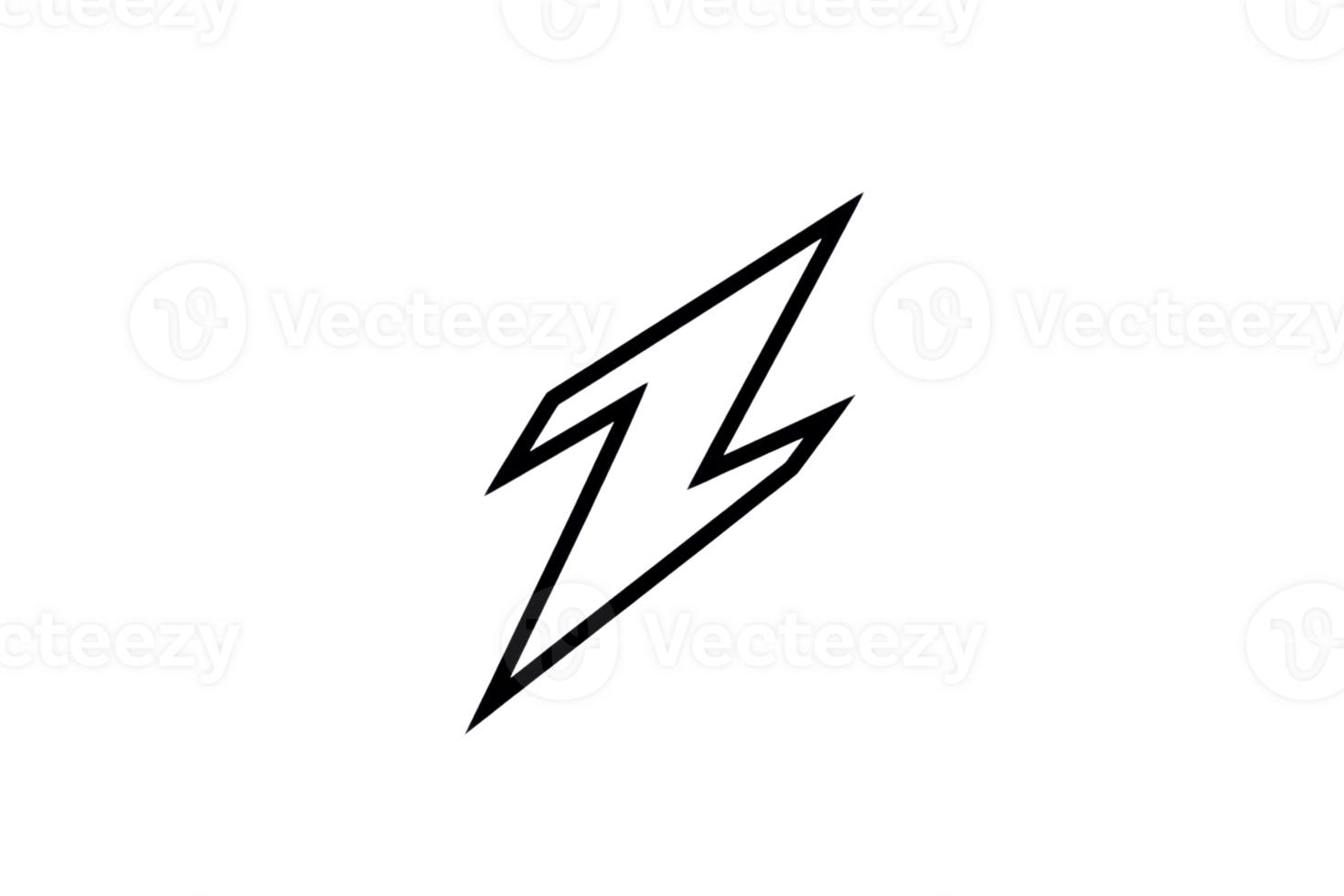 Black lightning bolt icon on transparent background, suitable for electricity, energy, and power themes in graphic design projects. png