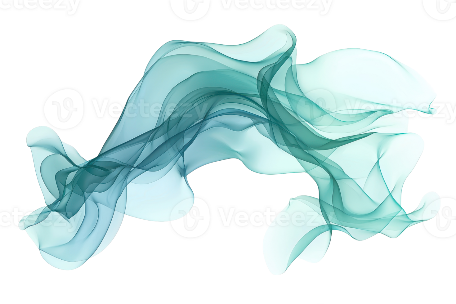 Abstract teal smoke wave on transparent background. creating a sense of motion and fluidity, perfect for modern design projects and backgrounds. png