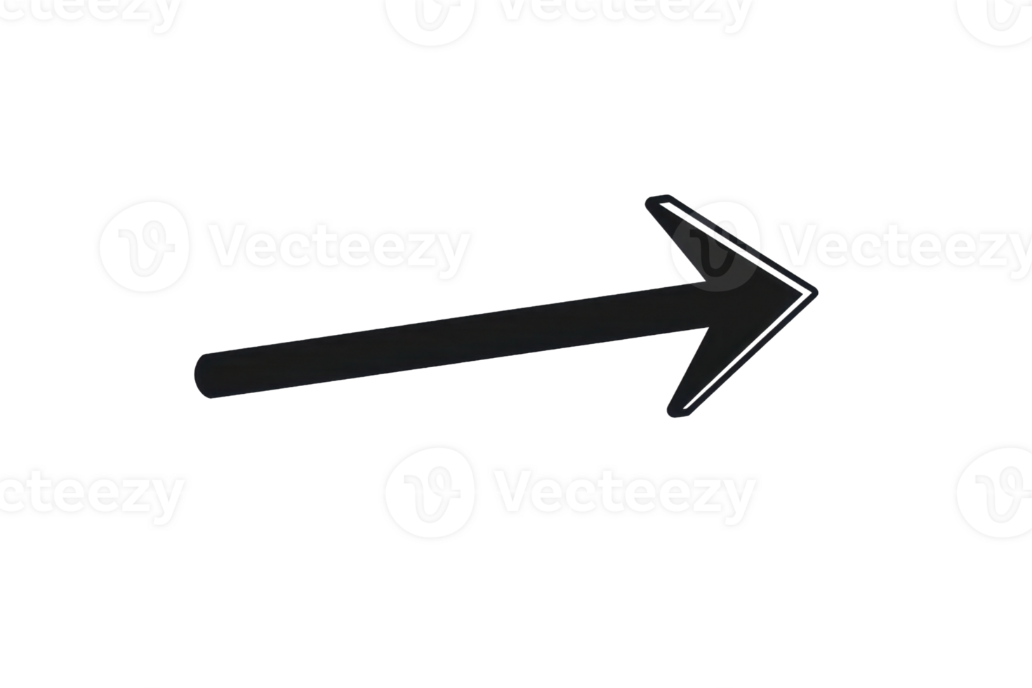 Black arrow pointing to the right isolated on a transparent background. Ideal for designs and presentations requiring direction indicators. png
