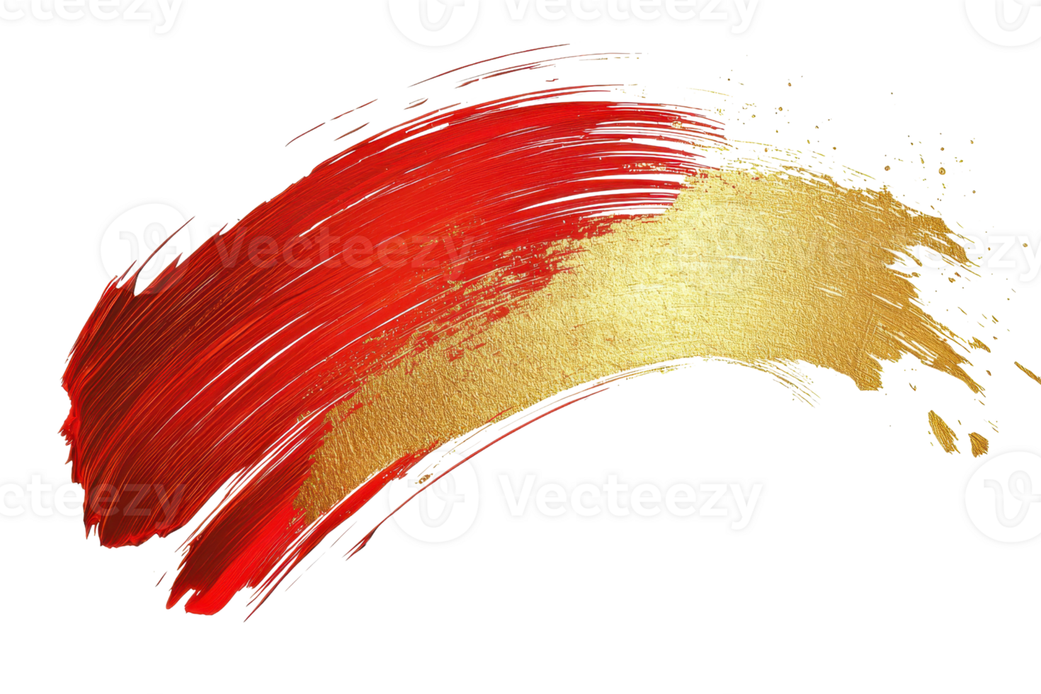 Abstract red and gold brushstroke on transparent background. perfect for creative art projects and modern design elements. png