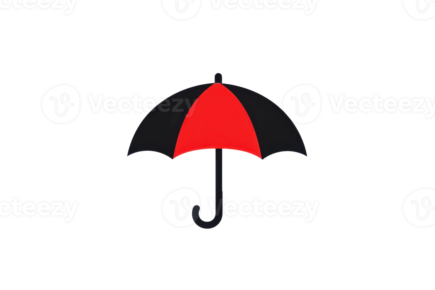 Classic red and black umbrella isolated on a transparent background. perfect for rainy weather or fashion-related concepts. png