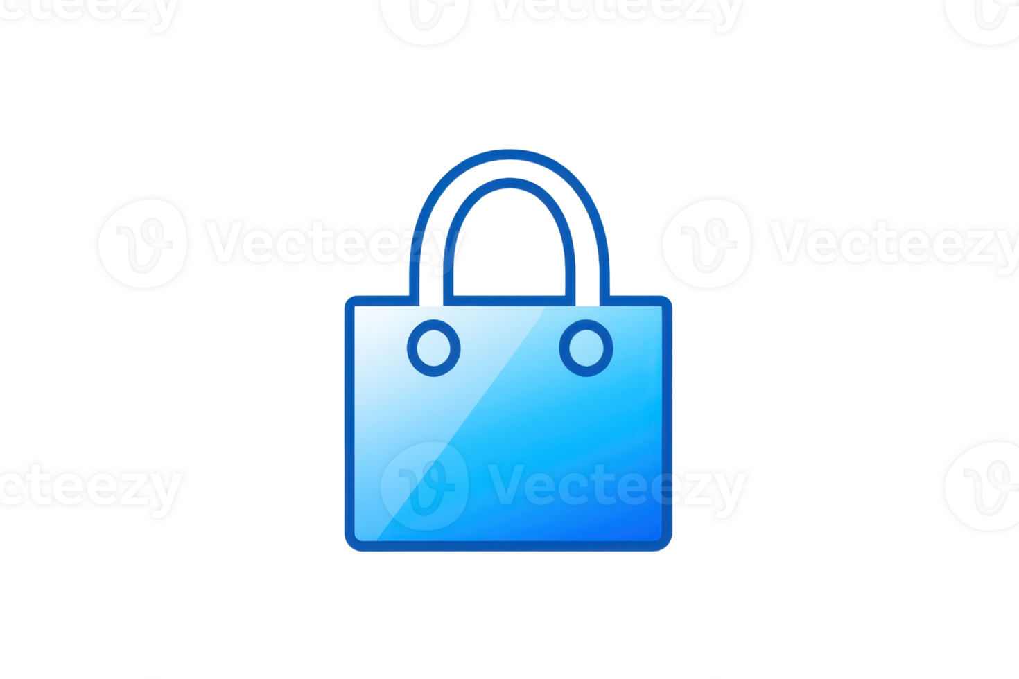 Blue shopping bag icon with a glossy finish, perfect for retail or ecommerce design projects, symbolizing commerce and simplicity. png