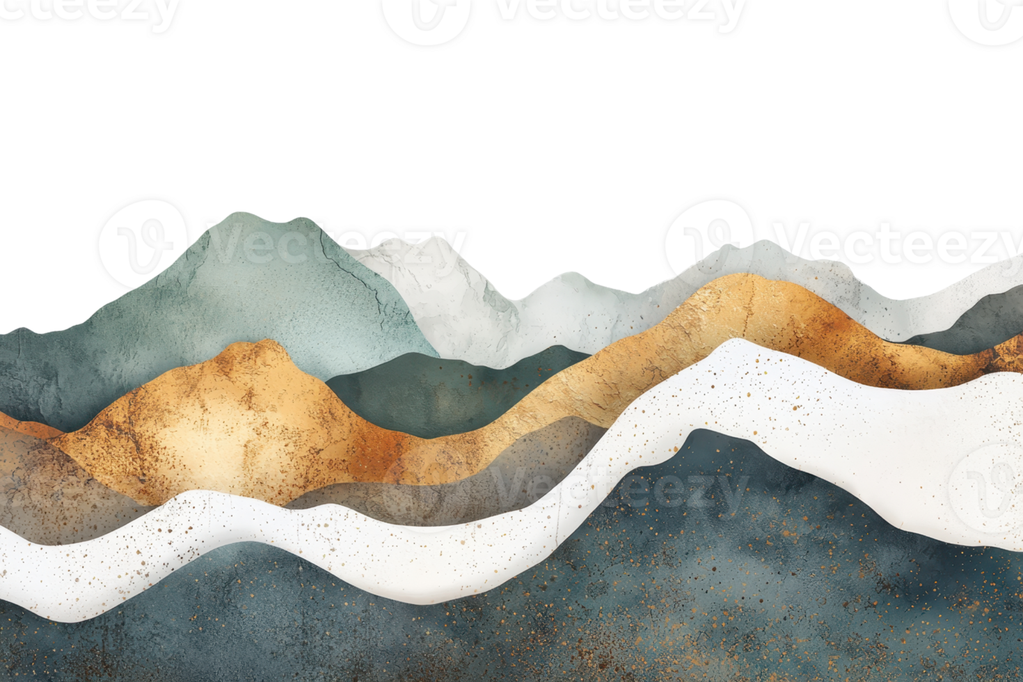 Abstract watercolor landscape depicting layered mountains in soft earthy tones, blending nature and art for a serene visual experience. png