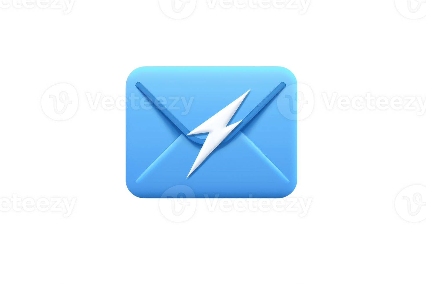 Blue envelope with a lightning bolt symbol, representing fast communication and email notifications. Perfect for digital and mail concepts. png