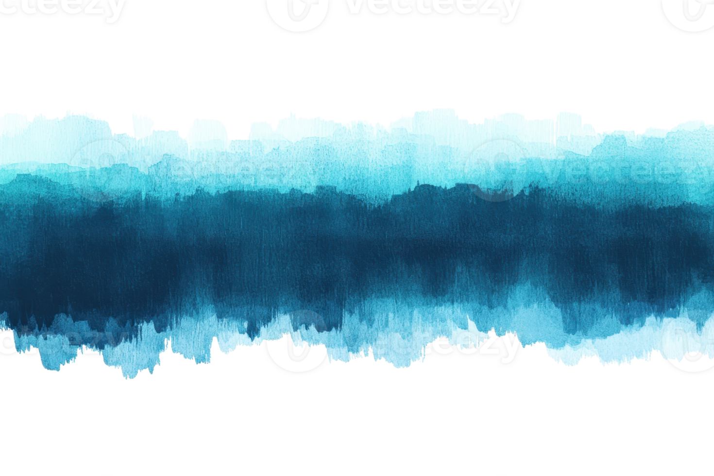 Abstract watercolor painting with gradient blue hues, creating a calming and serene horizontal seamless pattern for creative designs. png