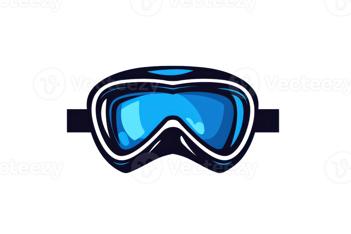 Blue ski goggles isolated on transparent background. featuring sleek design and mirrored lenses, ideal for winter sports enthusiasts. png