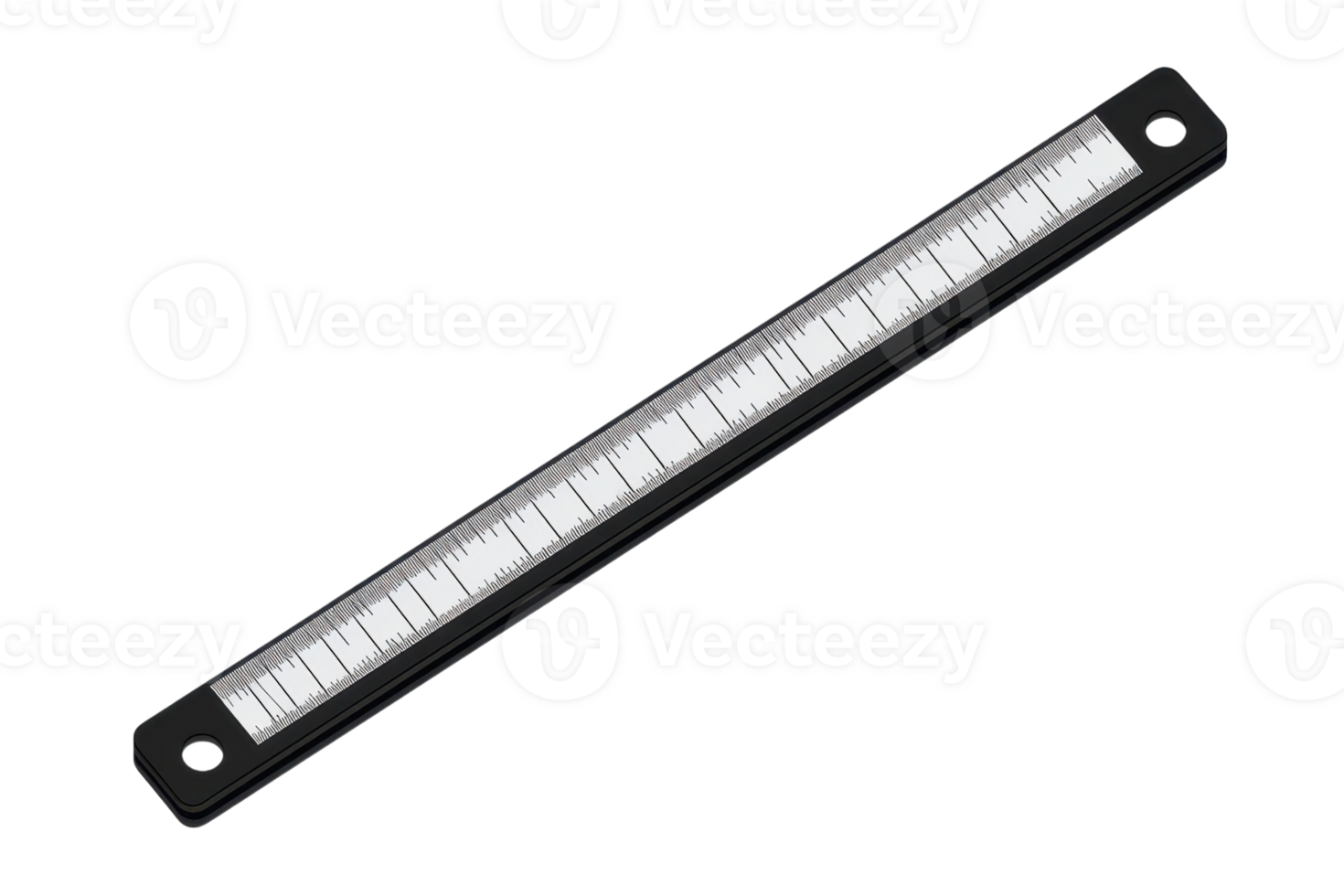 Close-up image of a ruler with clear measurement markings on a transparent background. ideal for educational or design purposes. png