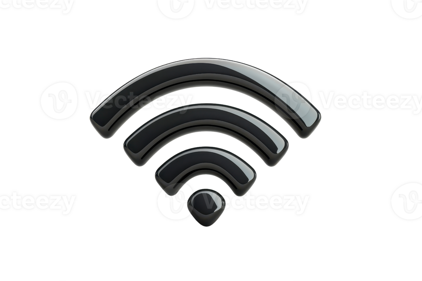 Black metallic Wi-Fi symbol icon, sleek modern design, isolated on transparent background. ideal for technology and connectivity themes. png