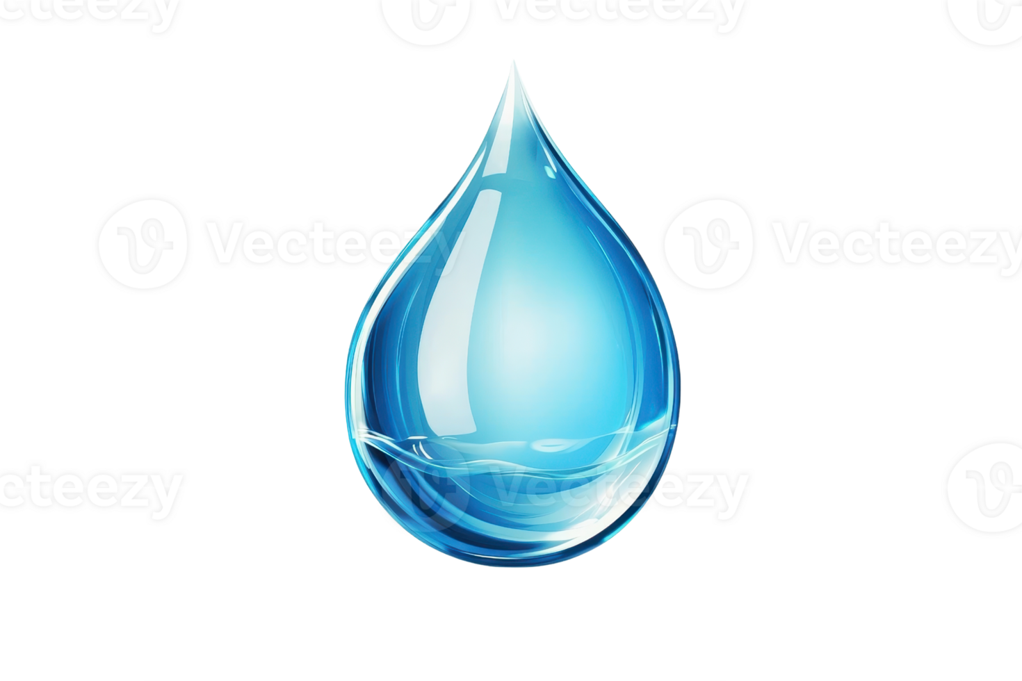 Bright blue water droplet against a transparent background. symbolizing purity and freshness. Perfect for concepts of hydration and natural resources. png