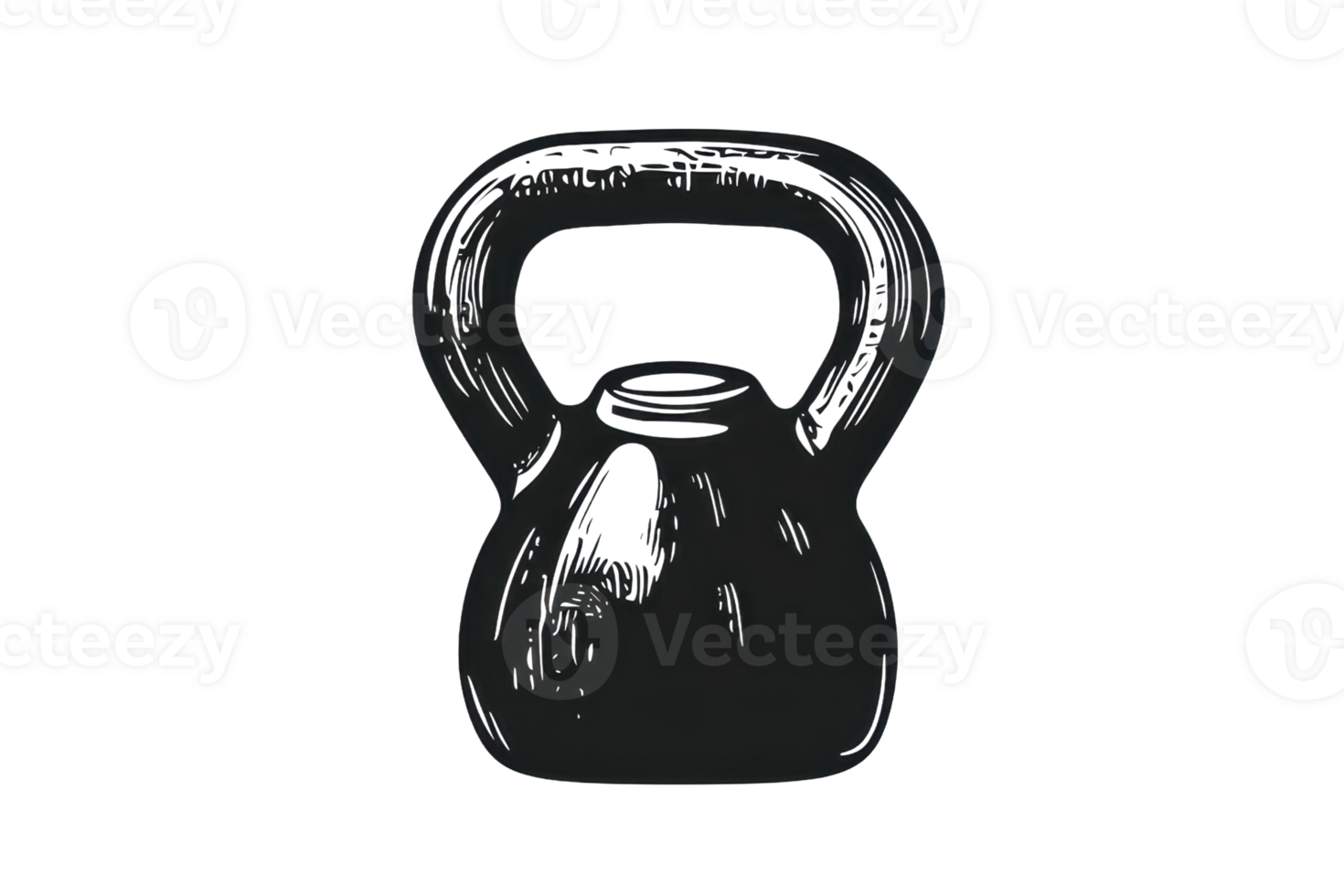 Black kettlebell isolated on transparent background. ideal for fitness, strength training, and exercise-related projects or designs. png