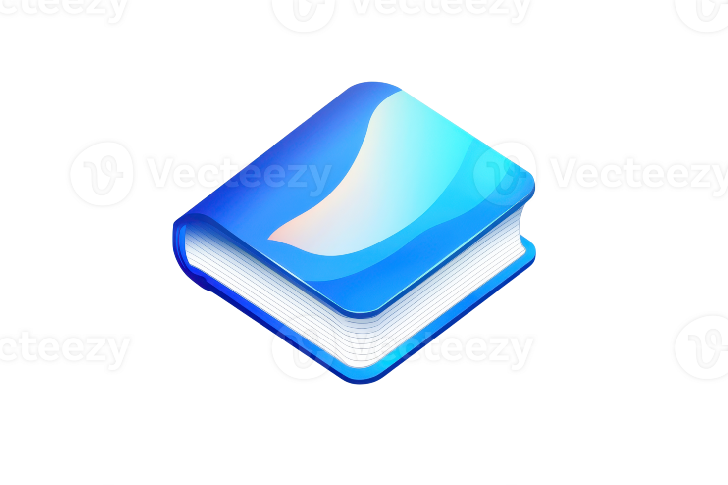 Blue gradient book icon on a transparent background. Perfect for app design or educational content, emphasizing modern digital themes. png